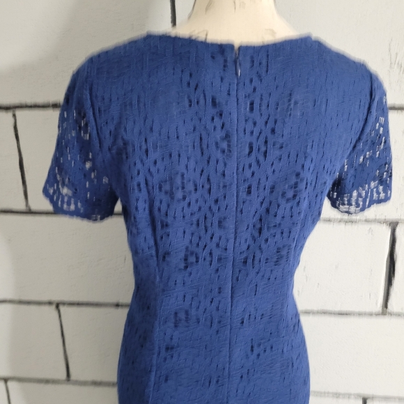BUNDLE SALE! Ann Taylor Blue Lace Short Sleeve Sheath Dress Sz 6P - Picture 5 of 6